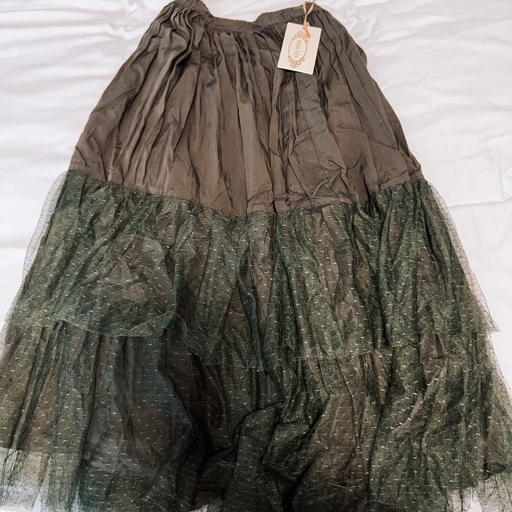 Mia Joy green tulle maxi skirt